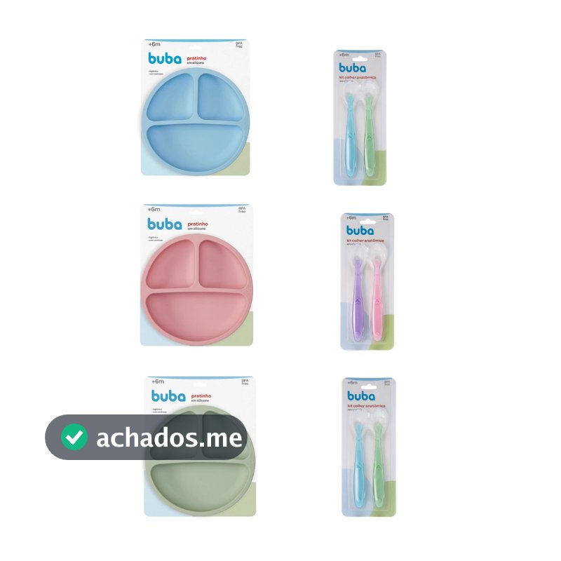 KIT PRATO COM VENTOSA + COLHER BUBA INTRODUÇÃO ALIMENTAR