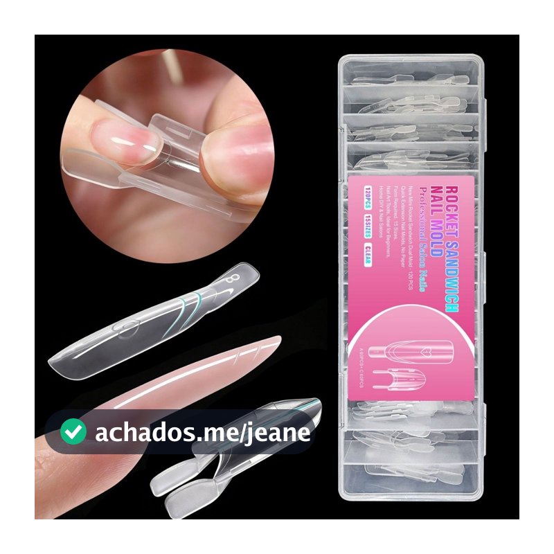 Helen Color Molde Sanduíche Rocket para Alongamento de Unhas Dual Form Reutilizável 120 Peças 15 Tamanhos