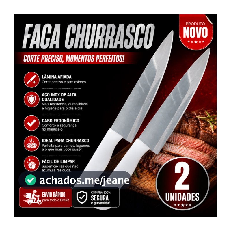 Conj 2 Faca Peixeira Em Inox Profissional Cabo Branco N°6 Cortes Precisos Cozinha Restaurante