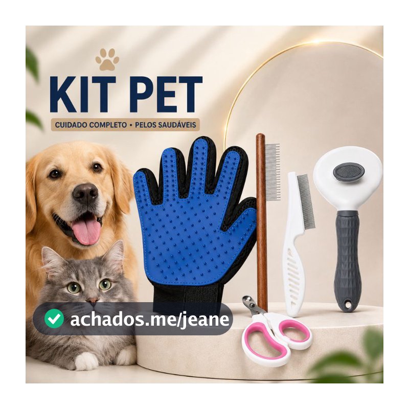 Kit Tira Pelos Pet 5 Peças Cachorro Gato Rasqueadeira Autolimpante Luva Silicone Pentes Cortador
