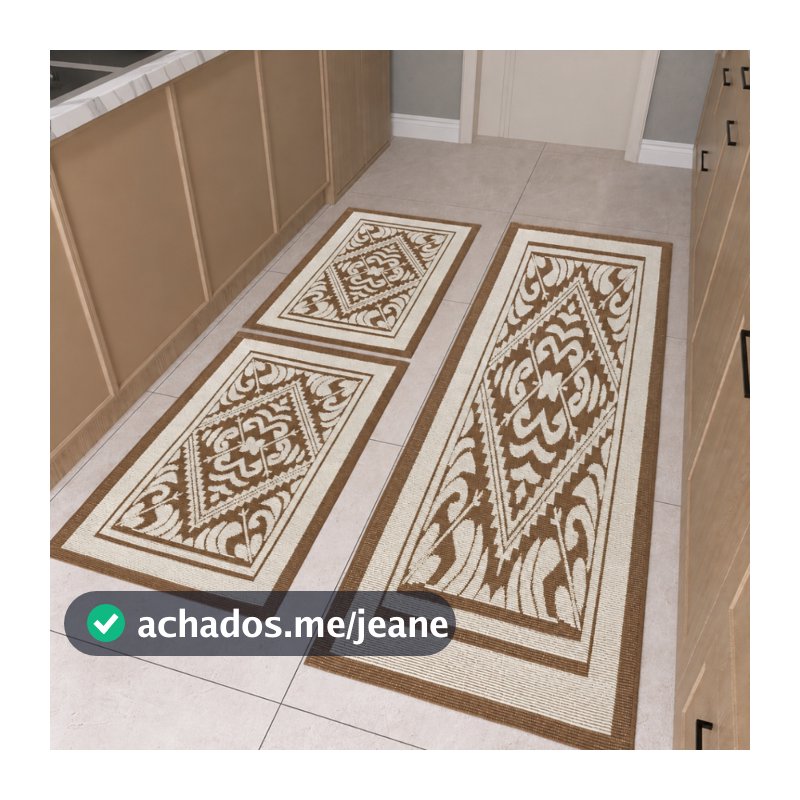 Tapetes e Passadeira de Cozinha Artesanal Tear 3 Peças Axia Luxo
