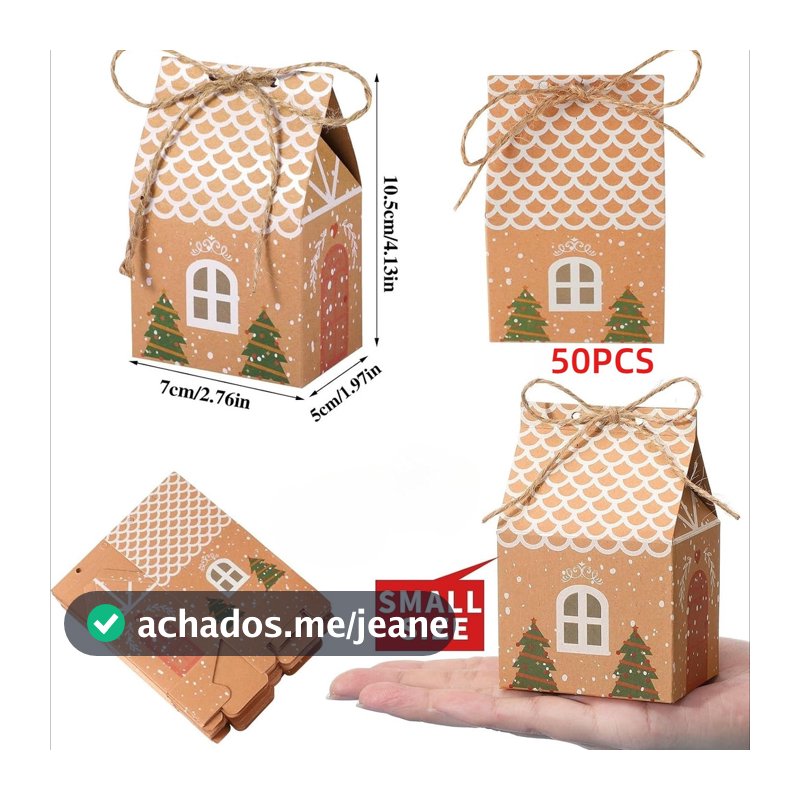 50PCS Caixa Casinha De Natal De Presentes Embalagem Presente Do Noel Para Doces Chocolate Presente