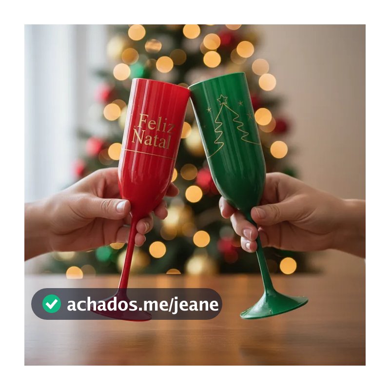 Kit 20 taças champanhe acrílica 190ml Natalinas FESTA NATAL silkadas personalizadas FIM DE ANO