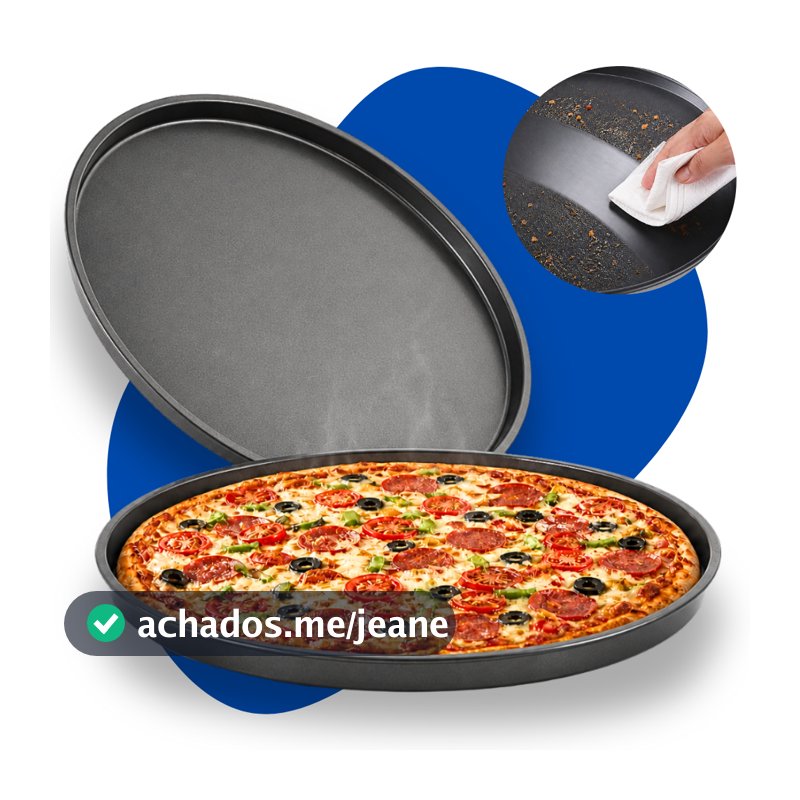 Forma de Pizza Grande Antiaderente Teflon 36cm Bandeja Assadeira Redonda Lanchonete Forno Resistente