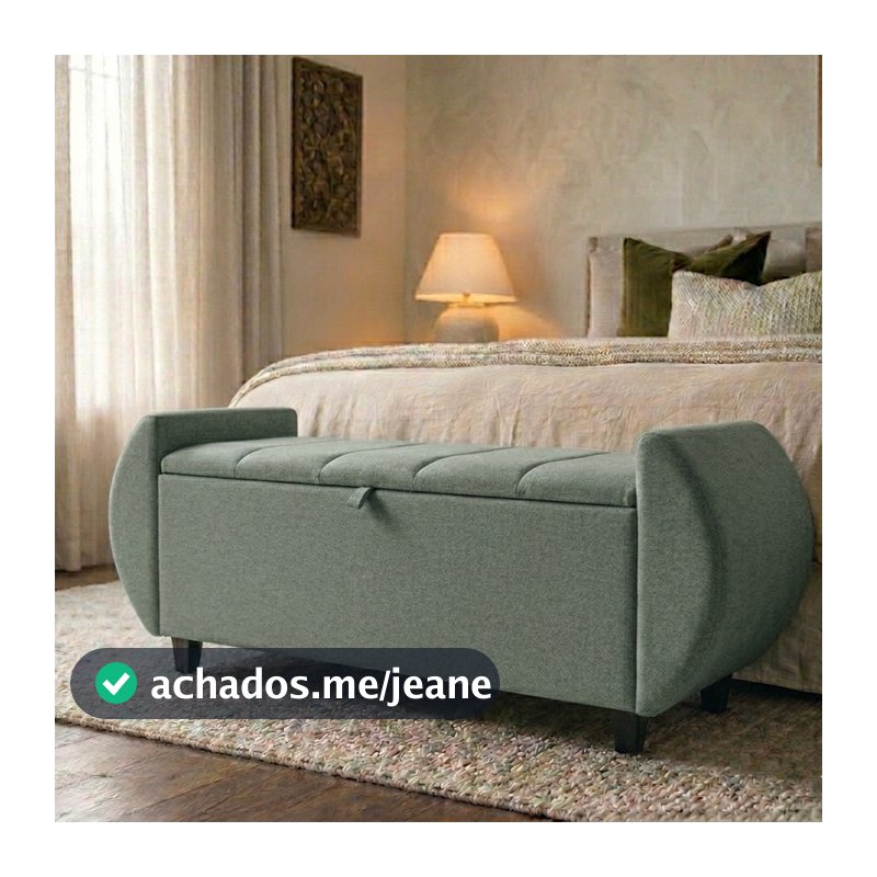 Baú Pufe Divã Tóquio Recamier Estofado Linho Premium Orgânico 130/150 Cm Banco Organizador Cama Quarto Casal Queen - AV