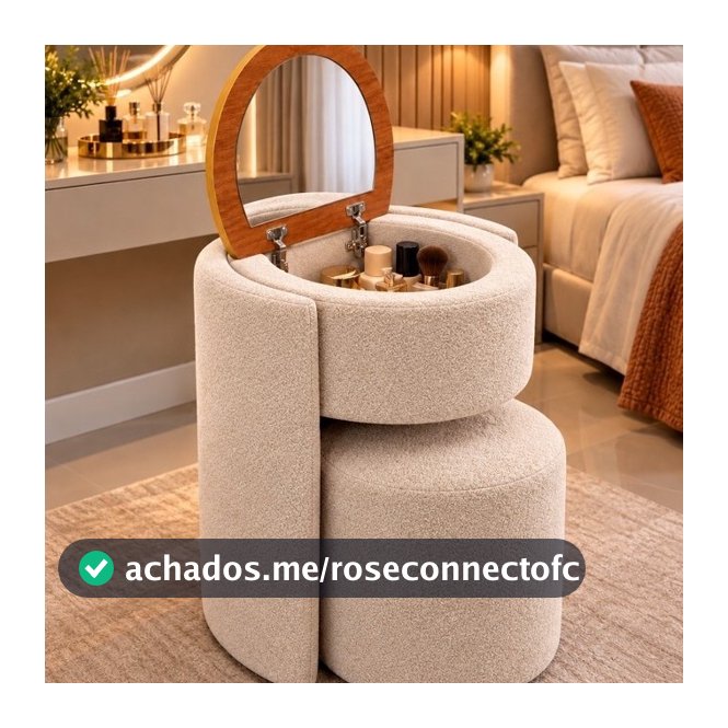 Puff Penteadeira Vega C/espelho Moderno Boucle Premium