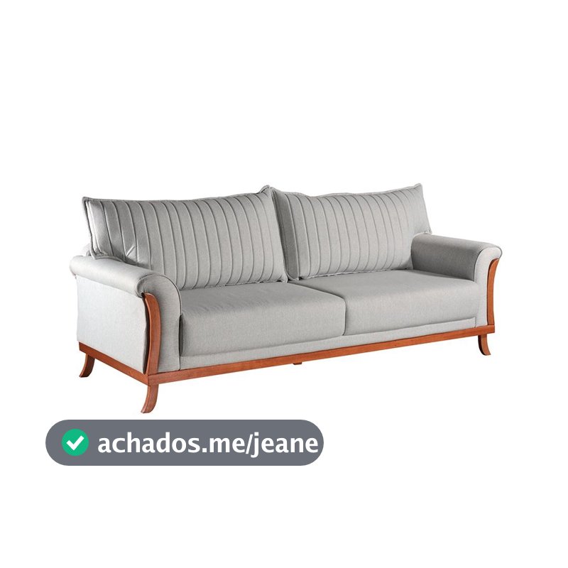 Sofá 3 Lugares Louise Linho Cinza