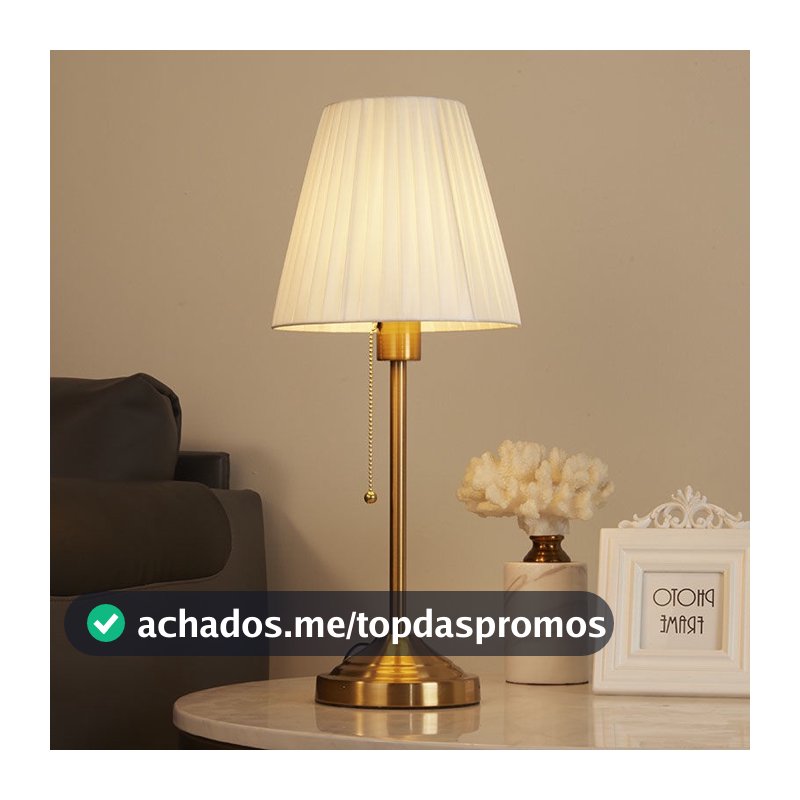 Candeeiro De Mesa Estético Estudo Cabeceira De Bronze Americano Com Abajur De Tecido , Vintage Zíper