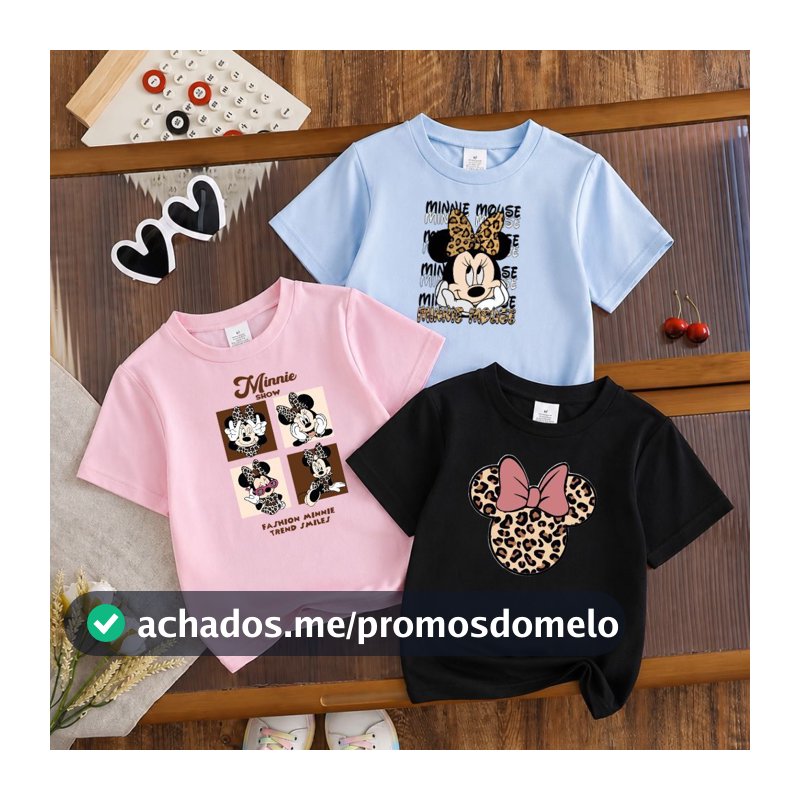 Kit 3 Camisetas Infantil Menina em Algodão Premium Estampa Personalizada Bloguerinha Modinha Verão