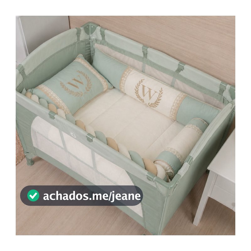 Kit para Berço Desmontável 5 Peças personalizado com inicial Meninas meninos várias cores