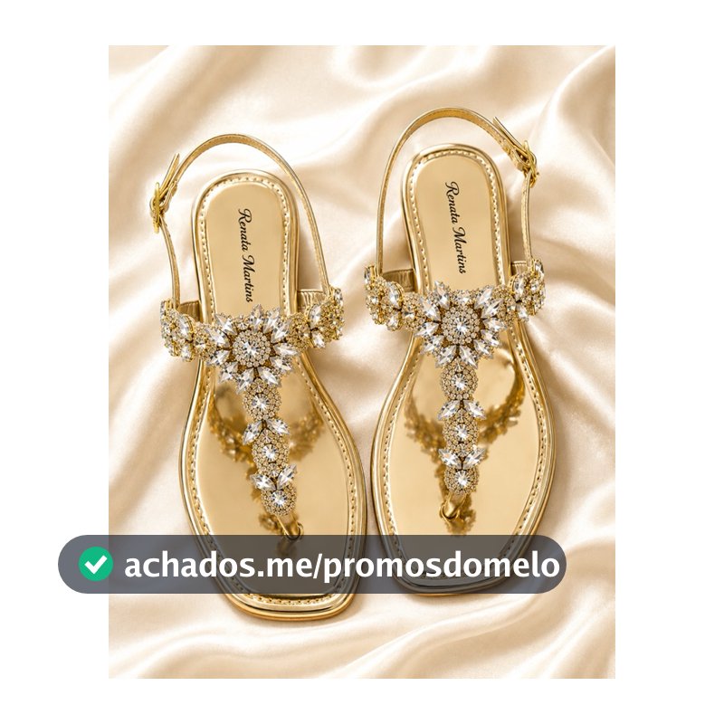 Sandália Feminina Rasteirinha Pedraria Confortável Brilho Moda Blogueira Flat Ajuste Fivela Strass Festa Verão