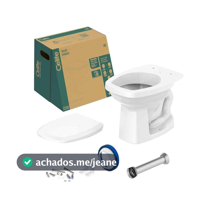 Kit Vaso Sanitário Celite Convencional Like Branco + Acessórios de Fixação Assento PP