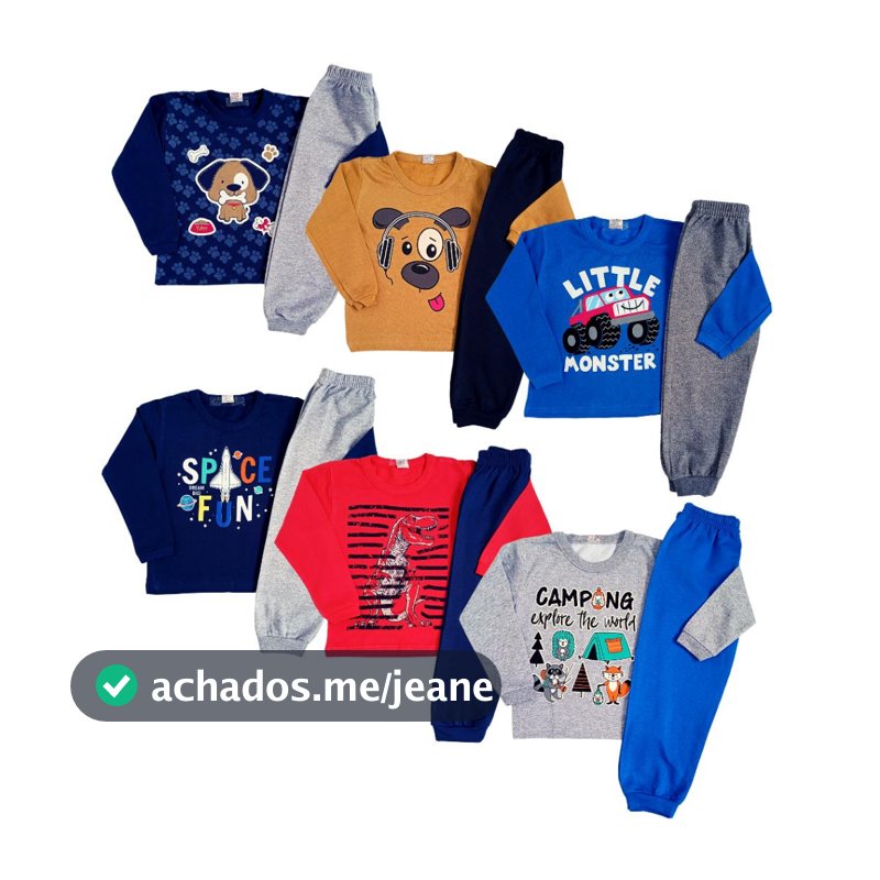 Kit 4 Peças Conjunto Moletom Infantil Menino 1 ao 14 Masculino Outono Inverno Pronta Entrega