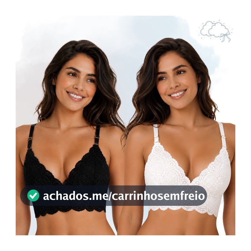 Kit 2 Top Cropped Renda Sutiã Sem Bojo Feminino Com Viés Lingerie Rendado