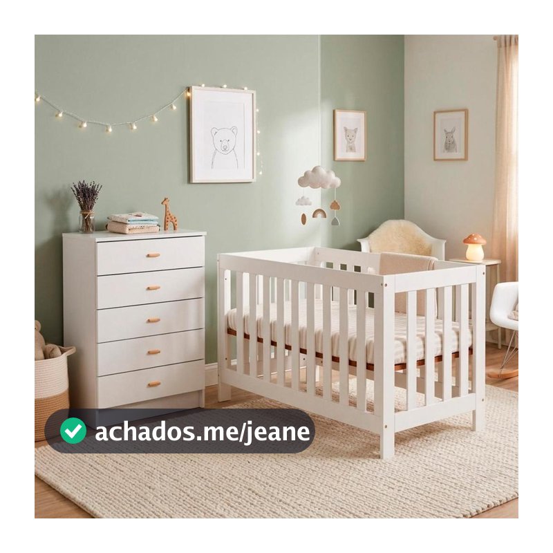 Conjunto Berço e Cômoda Ditália BBI-56 BB-120 Branco
