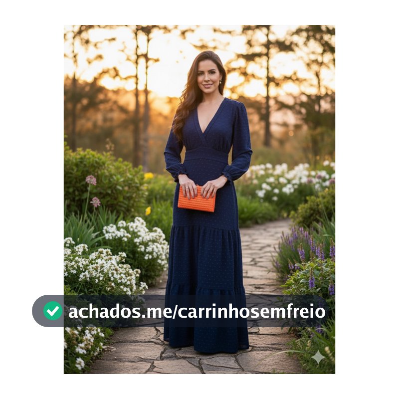 Vestido Longo Feminino Chemise Decote Manga Bufante Moda Roupa