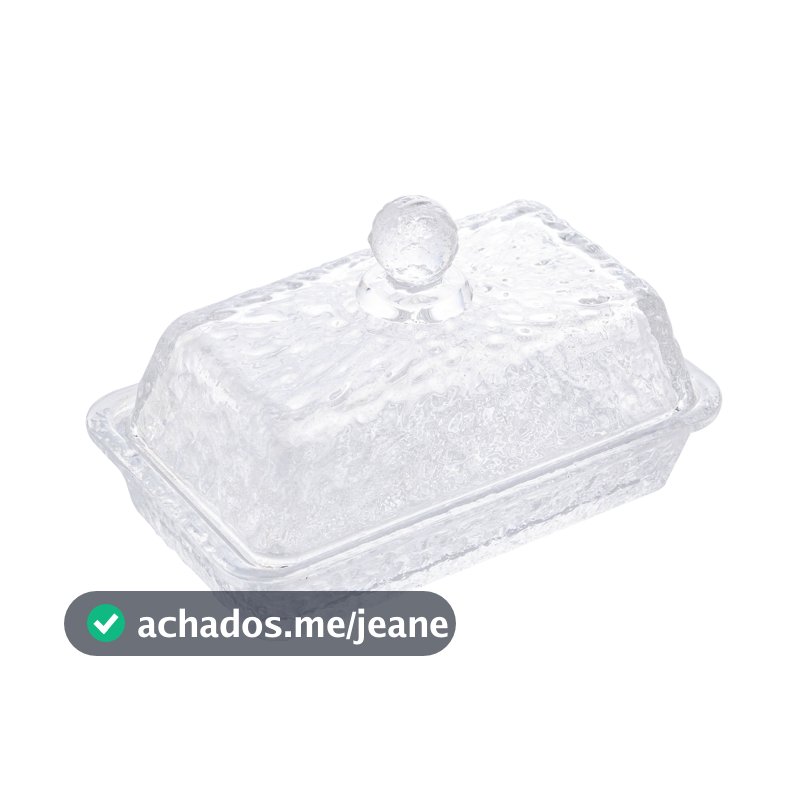 Manteigueira com Tampa Lyor Petra de Cristal Martelado 17cm Cozinha Presente Decoração Sofisticada Resistente Requintada