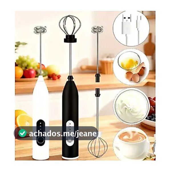 Batedor Misturador Mixer Elétrico para Bebidas Leite Café Clara de Ovos 2 em 1 Utensílios de Cozinha LUIZA