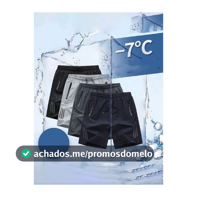KIT 3 Bermuda Masculina Importada Seda Gelada Elastano Secagem Rápida Bolsos com Zíper