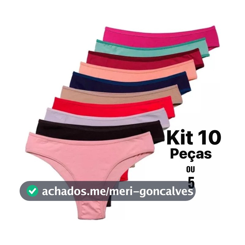 Kits Calcinhas De Algodao Lisas Conforto Feminina