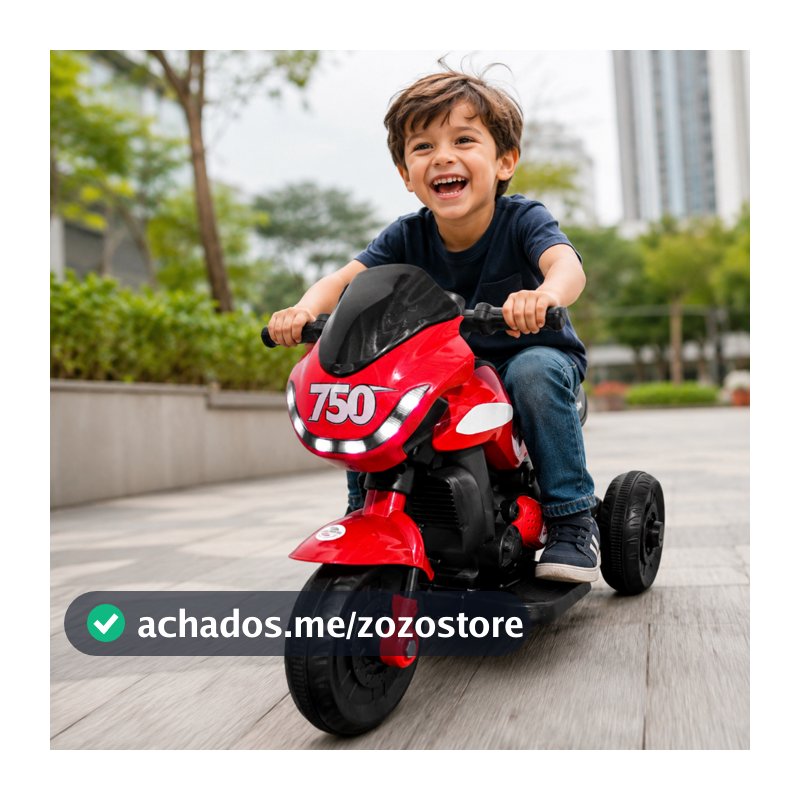 Moto Elétrica Infantil 6V Race Vermelha Com Som Menino Triciclo Acende Farol Recarregável - Unitoys