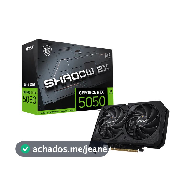 Placa de Vídeo MSI GeForce RTX 5050 Shadow 2X OC 8GB GDDR6 128-bit – 912-V538-018