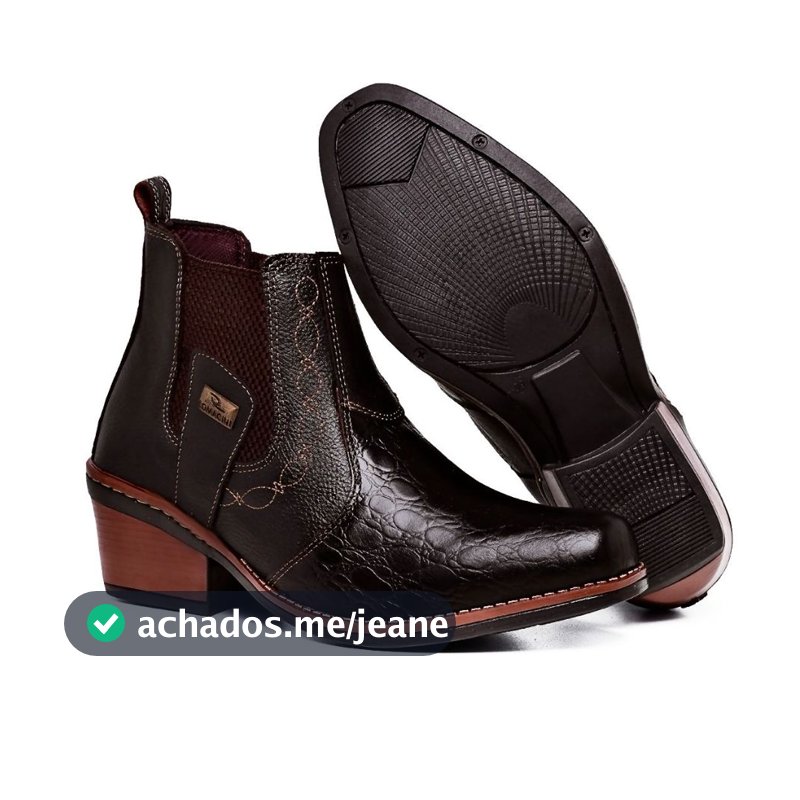 Bota Botina Masculina Texas Country Confortável Couro Legitimo Salto 7cm bico quadrado Solado Costurado Antiderrapante Romacini
