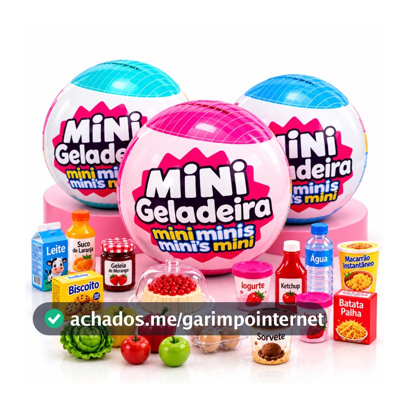 Kit 3 Bolas Surpresa Cápsula Mini Geladeira Mini Brands HC-3006 Coleção Miniaturas Realistas Brinquedo Infantil  1,2ou3