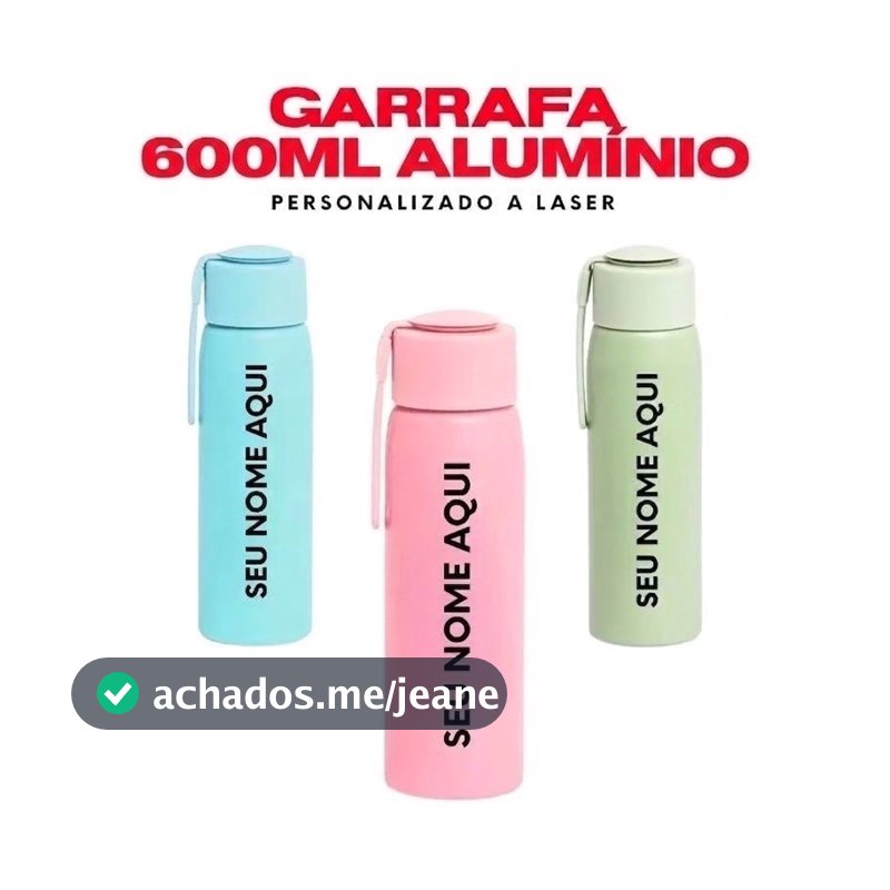 10 Garrafa 600ml Com Alça Para Transporte, Personalizada , Logo Nome E Profissões