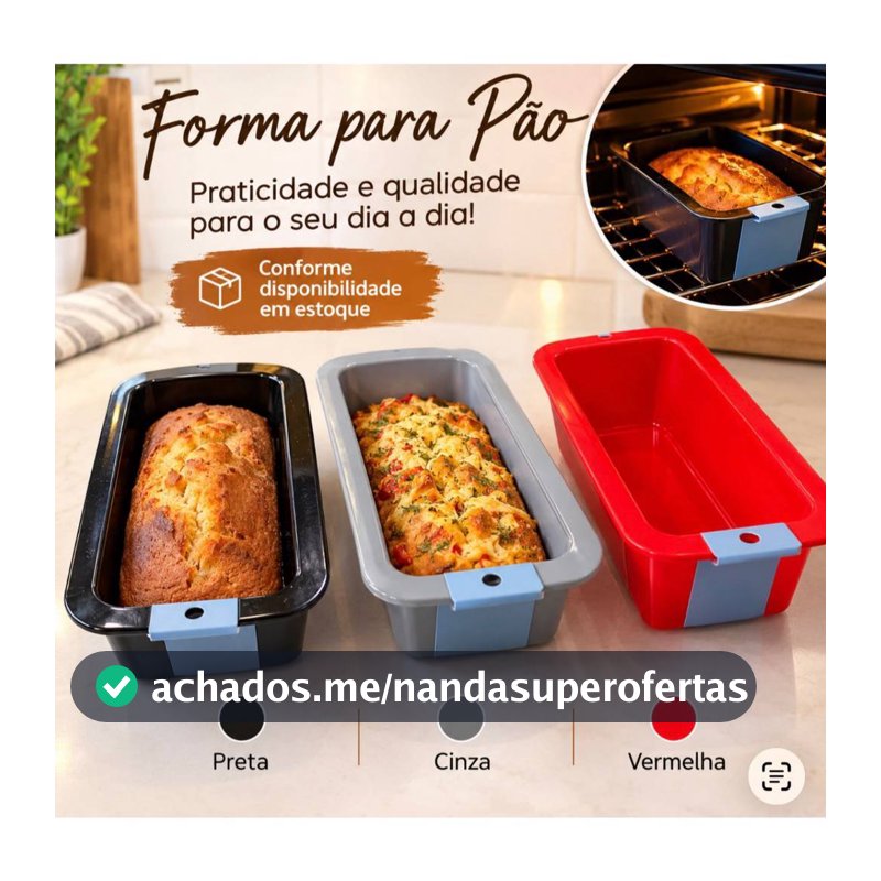 Forma de Silicone Retangular 25x12cm Pão Bolo Gelo Antiaderente para forno Micro-ondas e Freezer