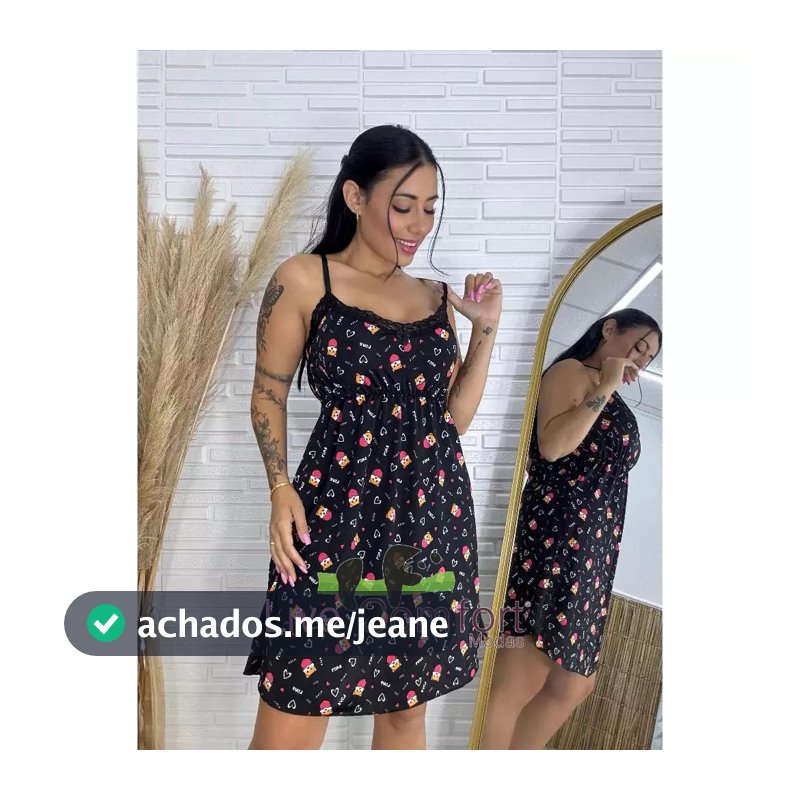 Camisola Feminina Liganete Confortável Roupa de Dormir Noite Pijama