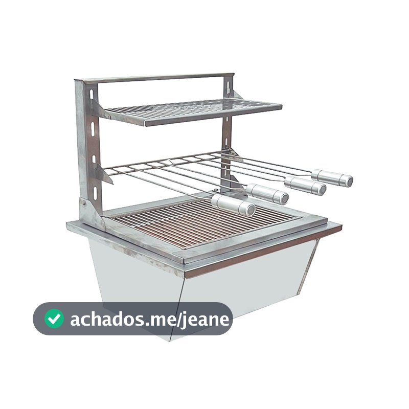 Kit Braseiro Suporte Suspenso Prime Inox 42x34 Espeto Grelha