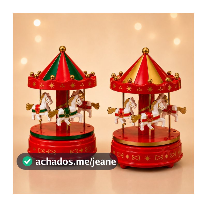 Carrossel Musical Natalino Enfeite de Natal a cordaTransforme sua Decoração Caixinha Música