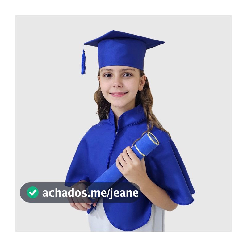 Meia Beca Infantil Capa + Capelo + Canudo Formatura