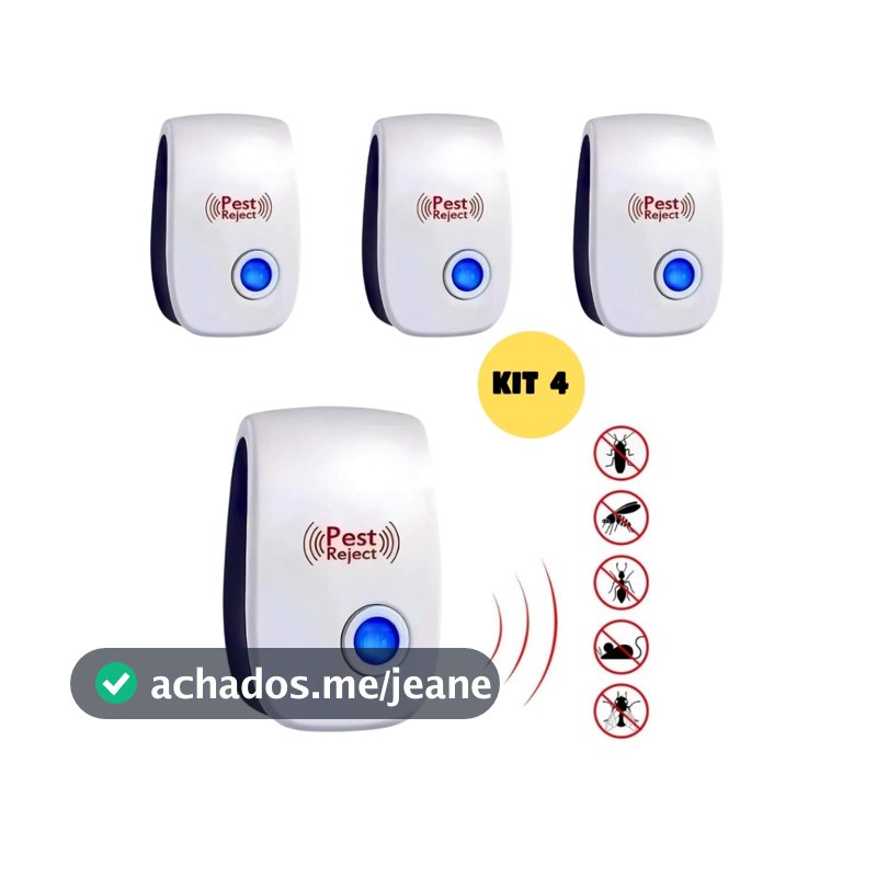 KIT Repelente Eletrônico Ultrassônico Mosca Pernilongos Baratas Morcegos