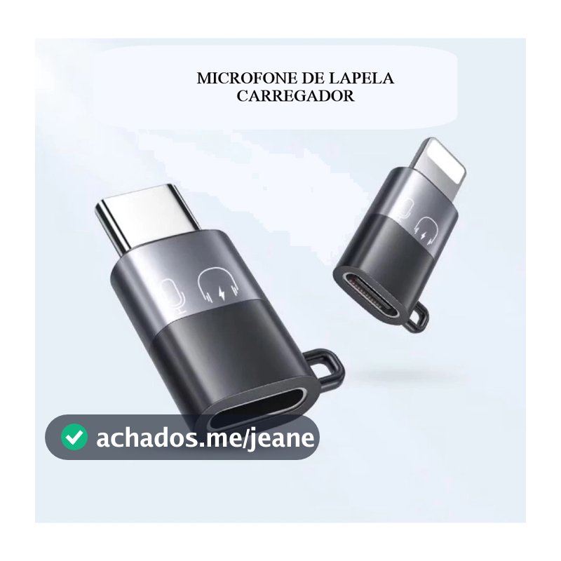 Adaptador USB-C para iPhone | Conversor Tipo-C para Lightning Reversível Microfone De Lapela