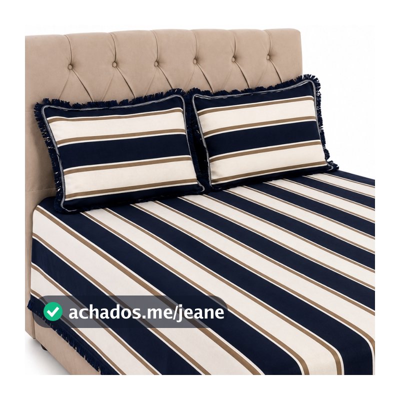Jogo de Colcha Cobre Leito Tecido 3 Peças de Linhão Para Cama Casal Box Padrão c/ Franja e Fronhas Algodão