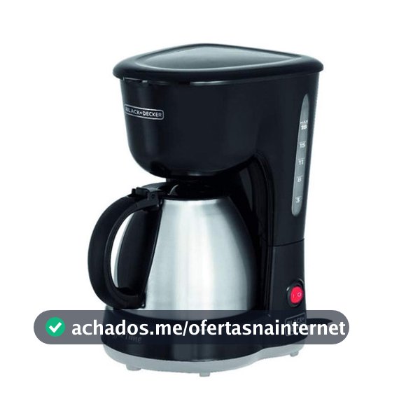 Cafeteira Elétrica 18 Xícaras Black & Decker CM15 com Jarra Inox Preta e Prata 110v Ou 220v