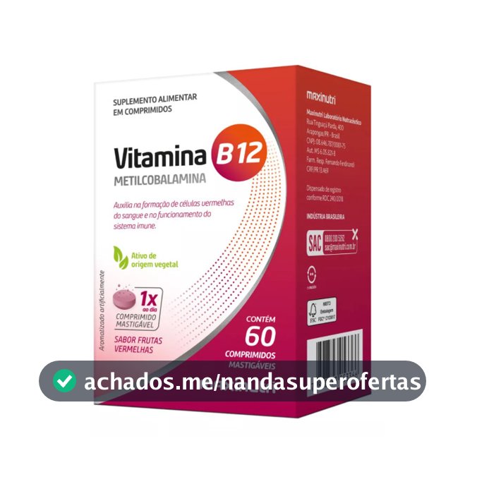 Vitamina B12 Metilcobalamina Mastigáveis (60 Comprimidos) Maxinutri