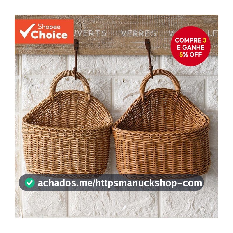 Cesta De Parede Tecida À Mão – Organizador Estilo Ins Para Frutas , Cozinha E Decoração De Casa