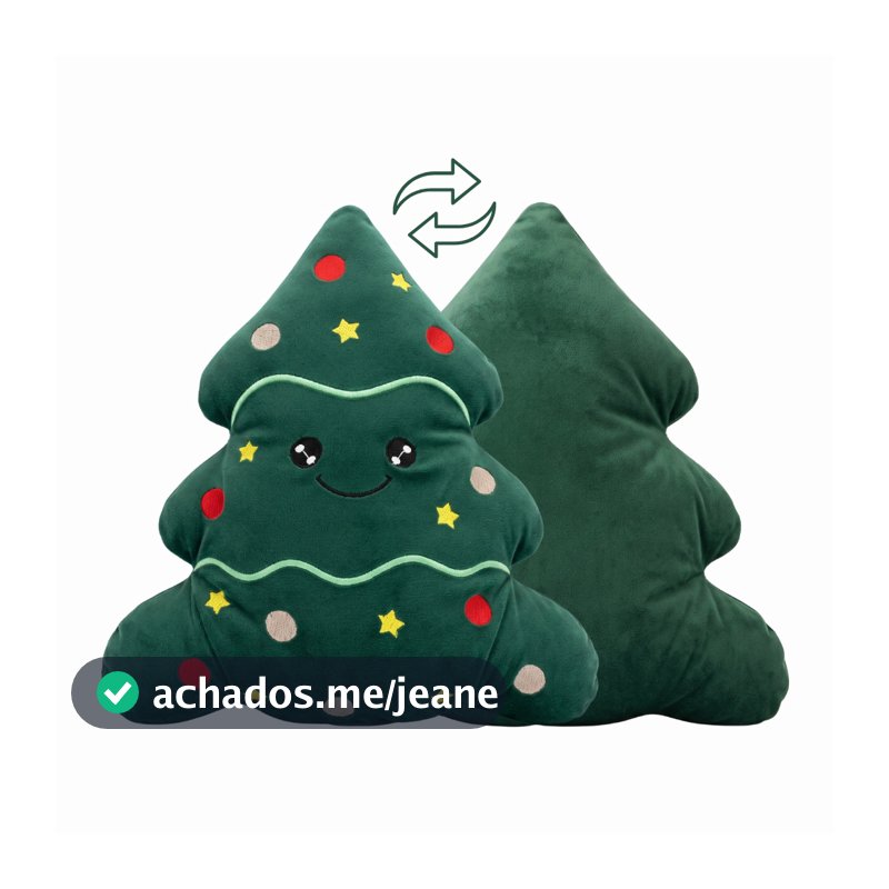 Almofada Pelúcia Árvore De Natal Decorativa Fofa 25cm Macia