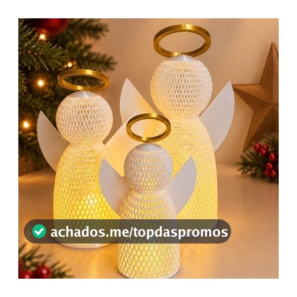Anjo de Natal em Malha com Vela de LED – Decoração Natalina