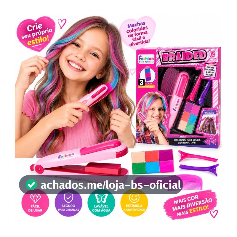 Kit Mechas Salão de beleza brinquedo menina criança camarim faz de conta Pinta cabelo