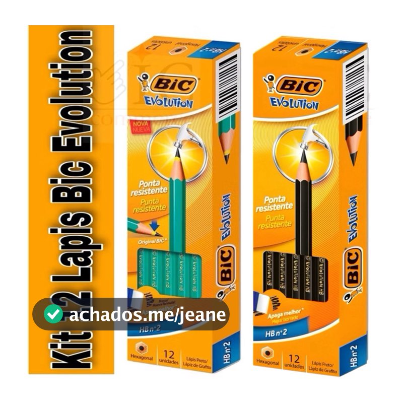 Kit Com 12 24 36 48 Lápis De Escrever Escolar Bic Evolution Promoção Volta as Aulas