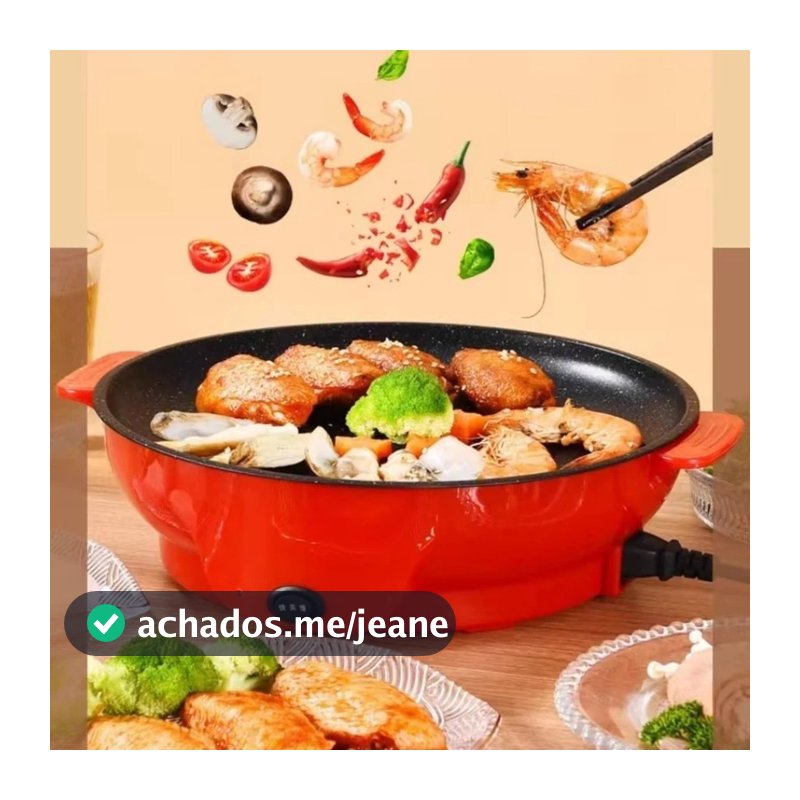 Frigideira Elétrica 110v ou 220v Antiaderente de Cozinha Portátil Multifuncional Alimentos