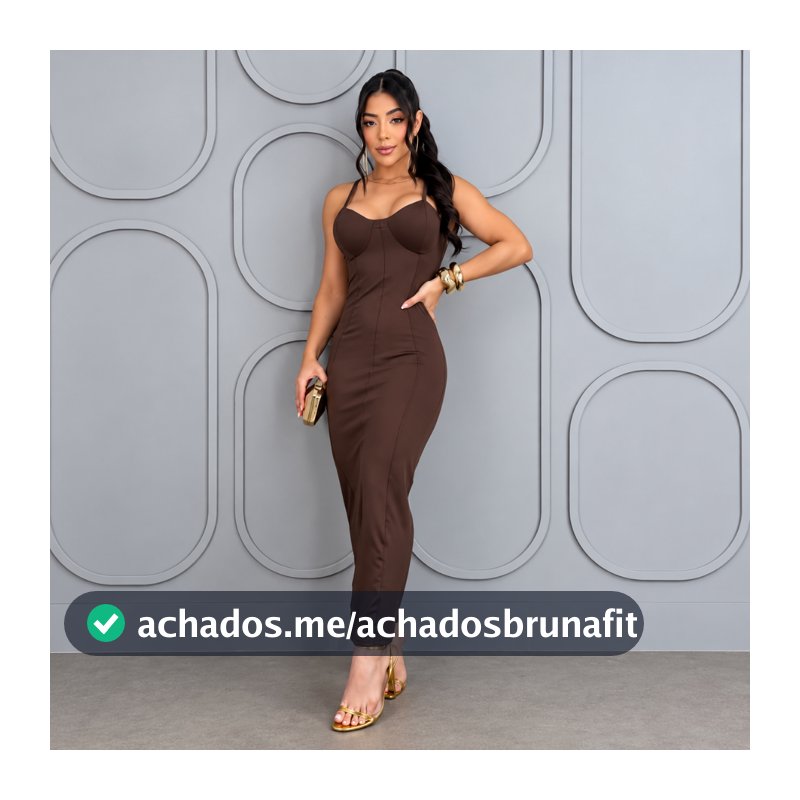 Vestido Feminino Longo Justo com Bojo Decote Coração Alcinha Fina Tubinho Modelagem Ajustada ao Corpo Elegante Festa