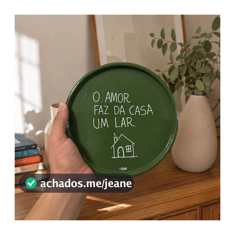 Prato decorativo de argila para parede - O amor faz da casa um lar
