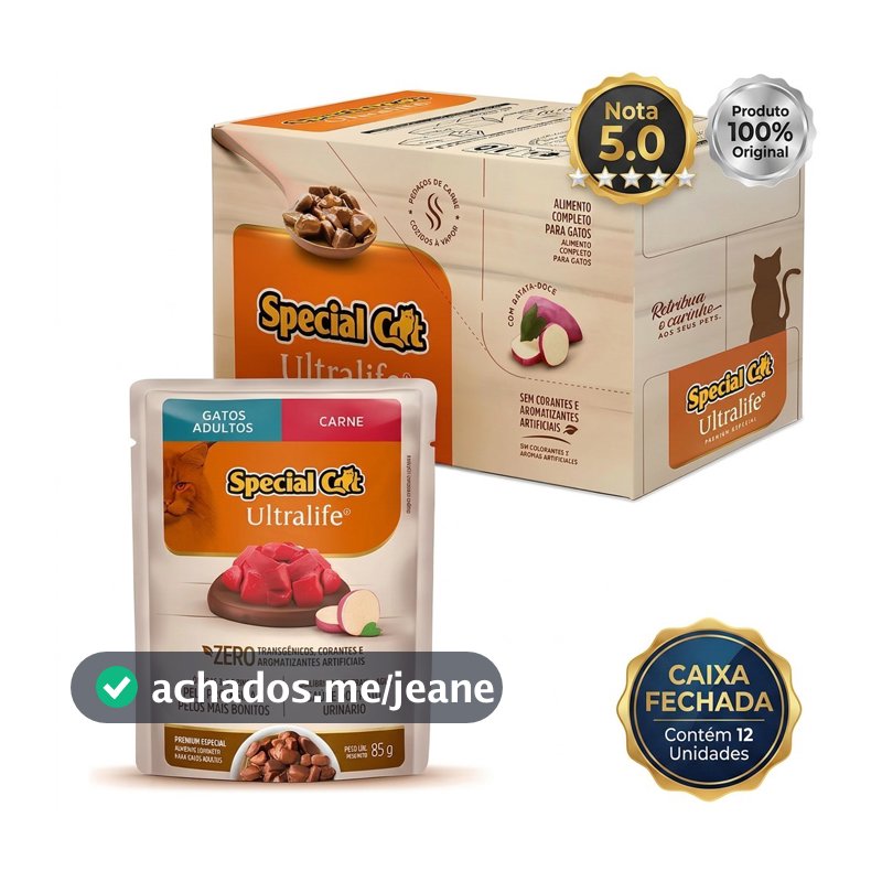 Sache Special Cat Ultralife Gatos Adultos e Filhotes Kit 12 ou 24 Und. 85g Carne Frango Peixe Salmão