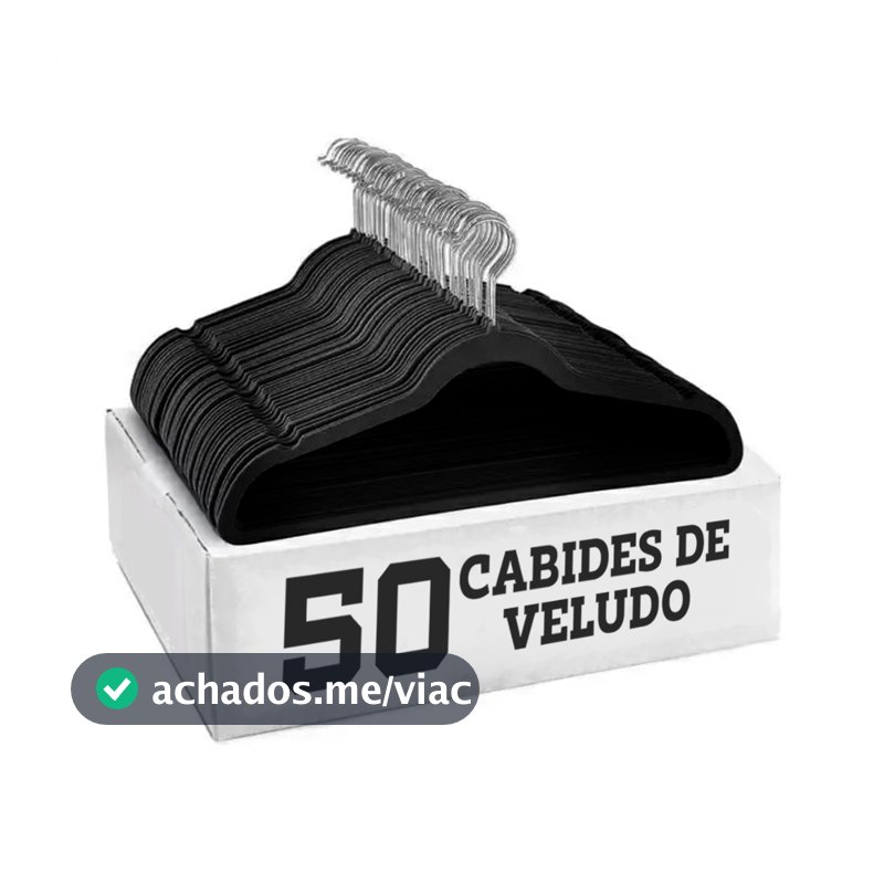 Kit 50 Cabides Veludo De Roupa Antideslizante Slim Adulto  Gancho 360°