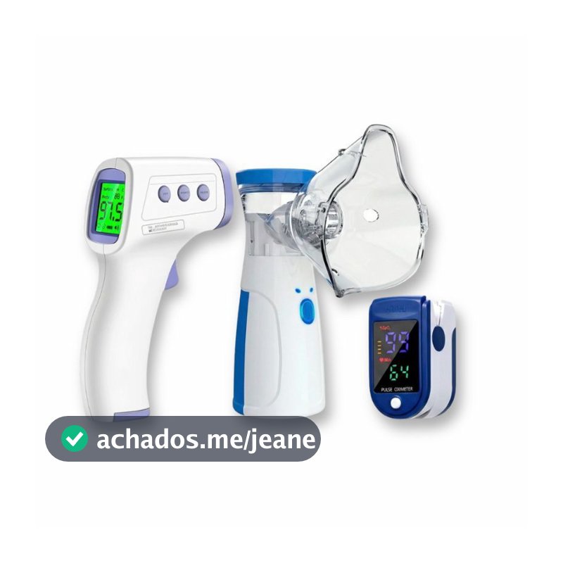 Kit Oximetro de Dedo Digital + Termometro Infravermelho + Inalador Portatil